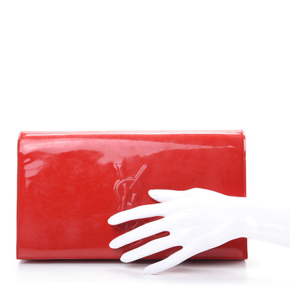 Saint Laurent Patent Monogram Large Belle De Jour Clutch Red 2 of 7