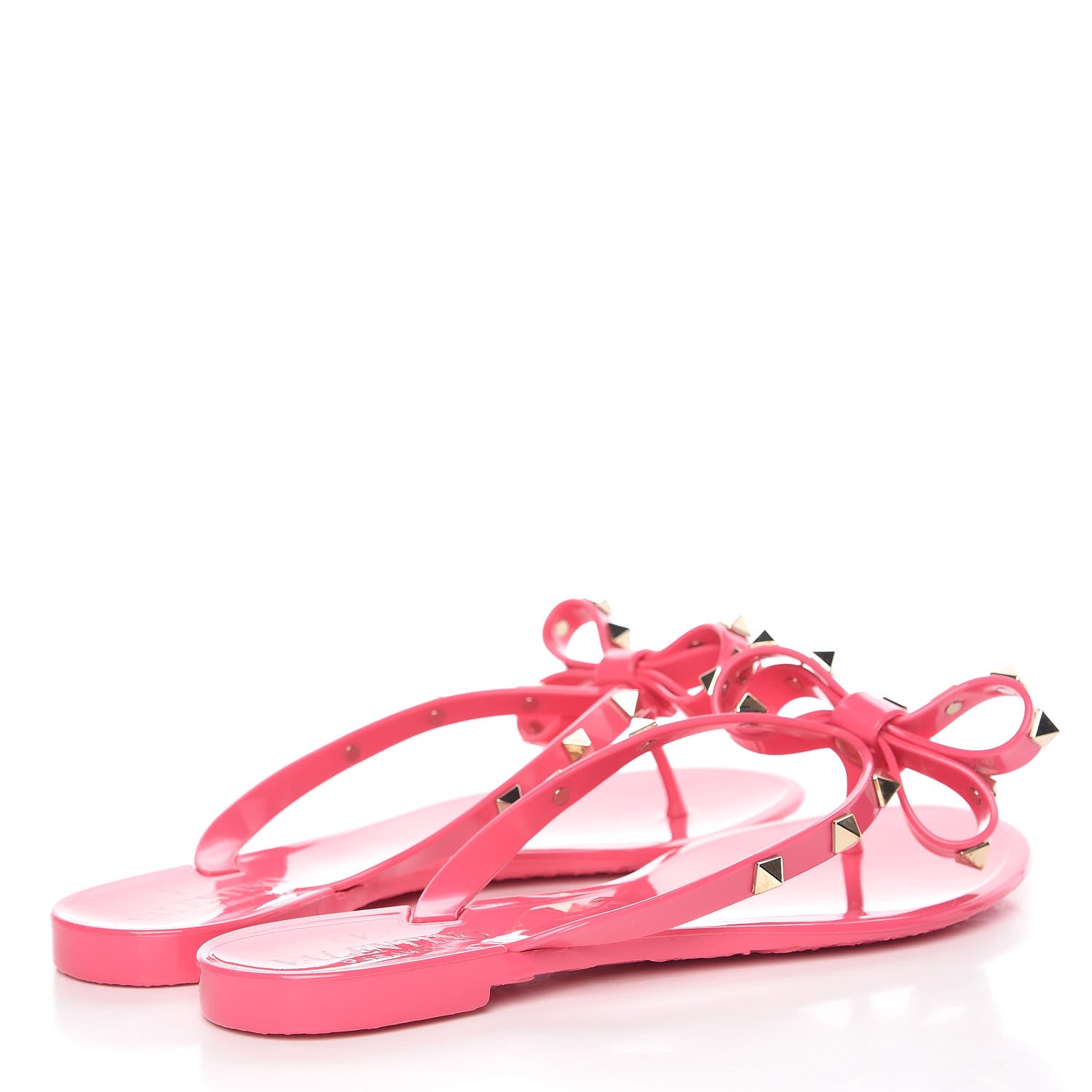 Valentino Garavani PVC Jelly Rockstud Bow Thong Sandals 35 Sweet Pink 4 of 8
