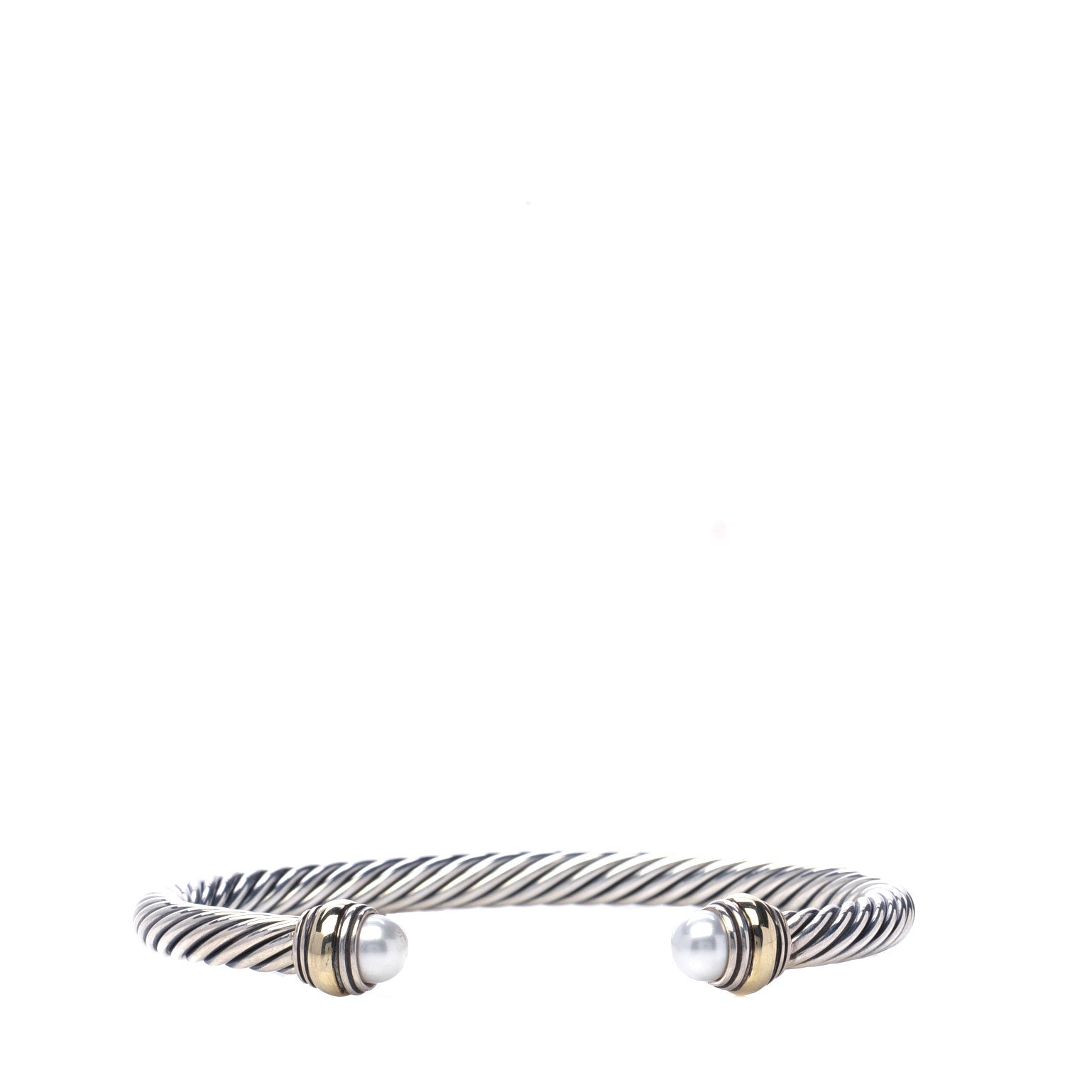 David Yurman Sterling Silver 14K Yellow Gold Pearl 5mm Cable Classics Bracelet 1 of 5