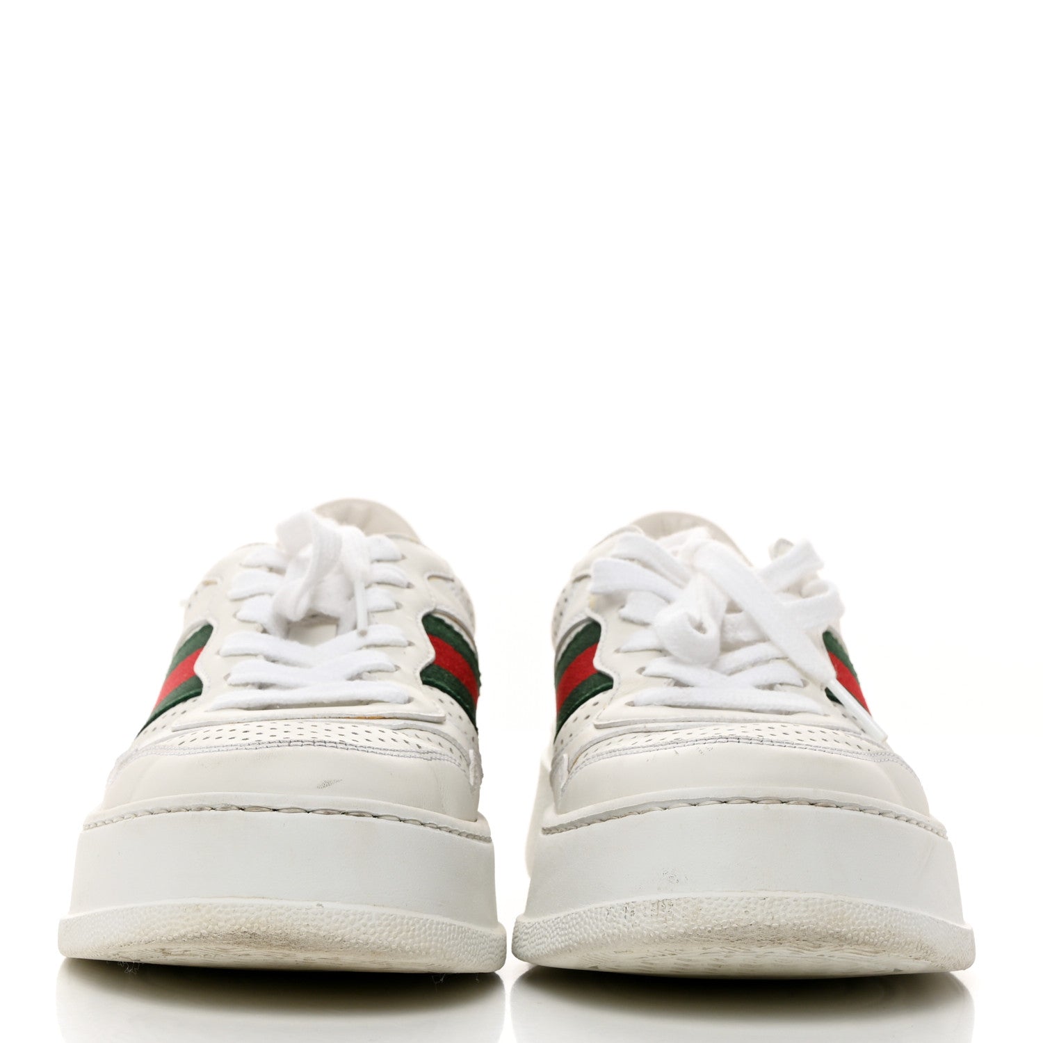 Gucci Calfskin Web Perforated Womens Platform 55mm Sneakers 37 White Bright Splash 2 of 12
