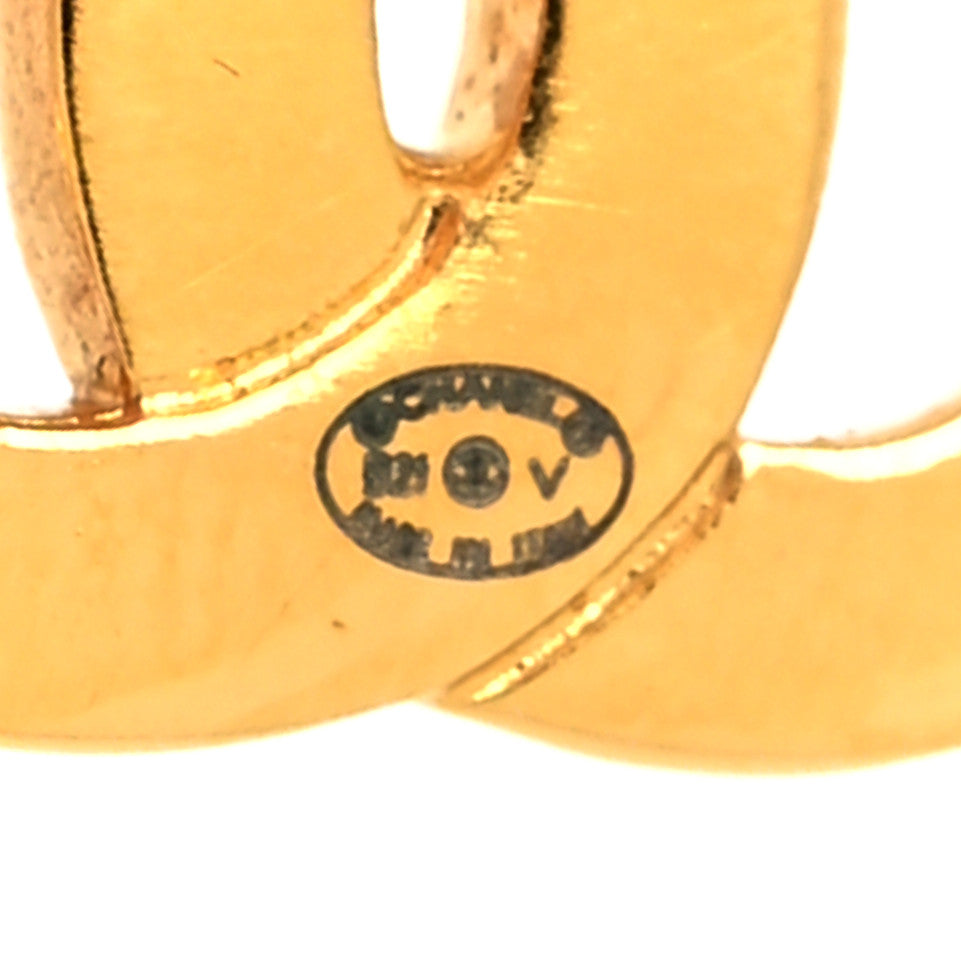 Chanel Metal CC Paris Button Stud Earrings Gold 4 of 4