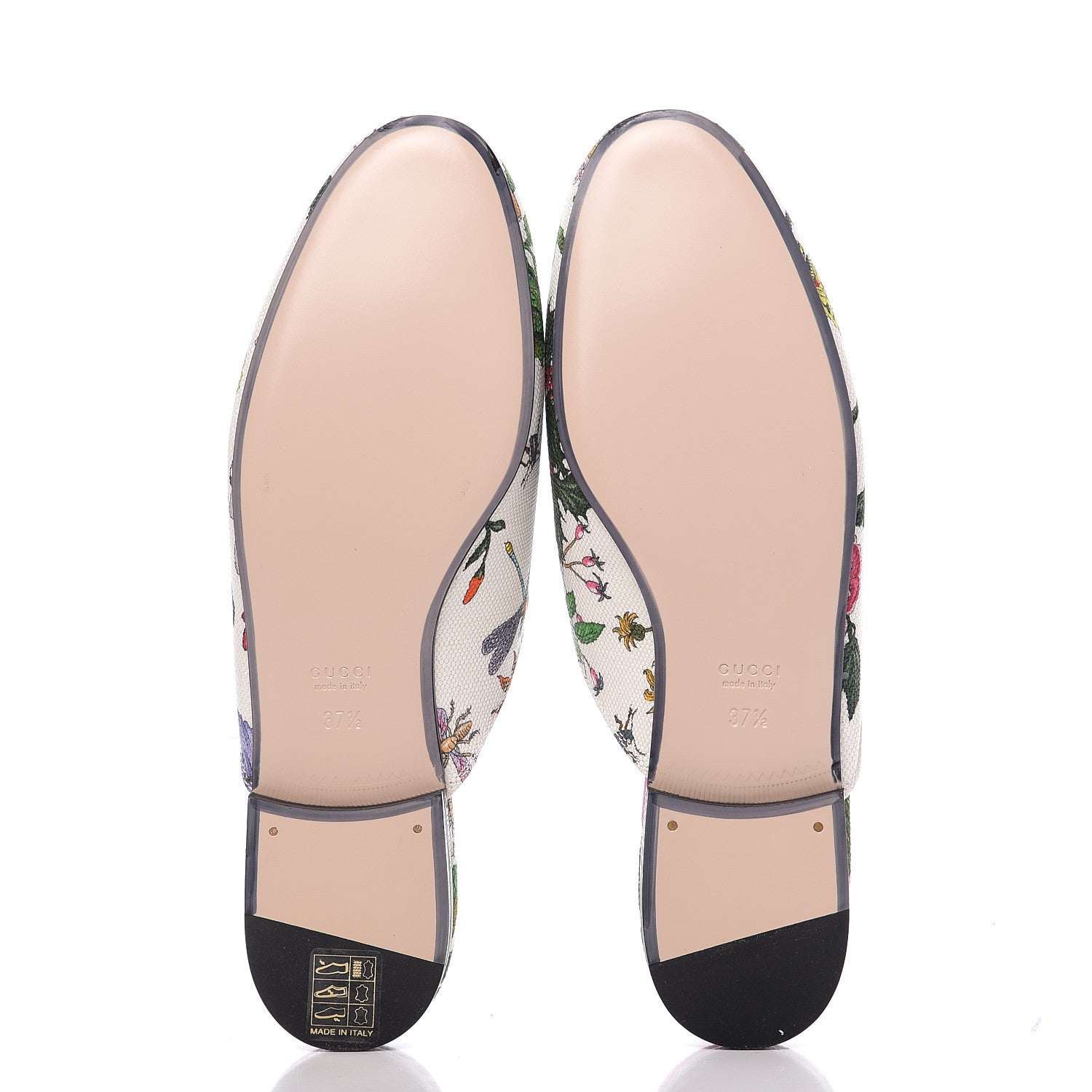 Gucci Canvas Flora Womens Princetown Slippers 37.5 White Multicolor 5 of 9