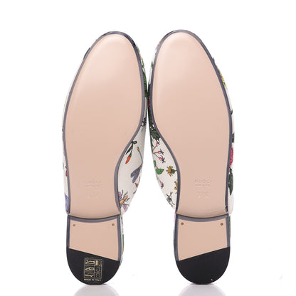 Gucci Canvas Flora Womens Princetown Slippers 37.5 White Multicolor 5 of 9