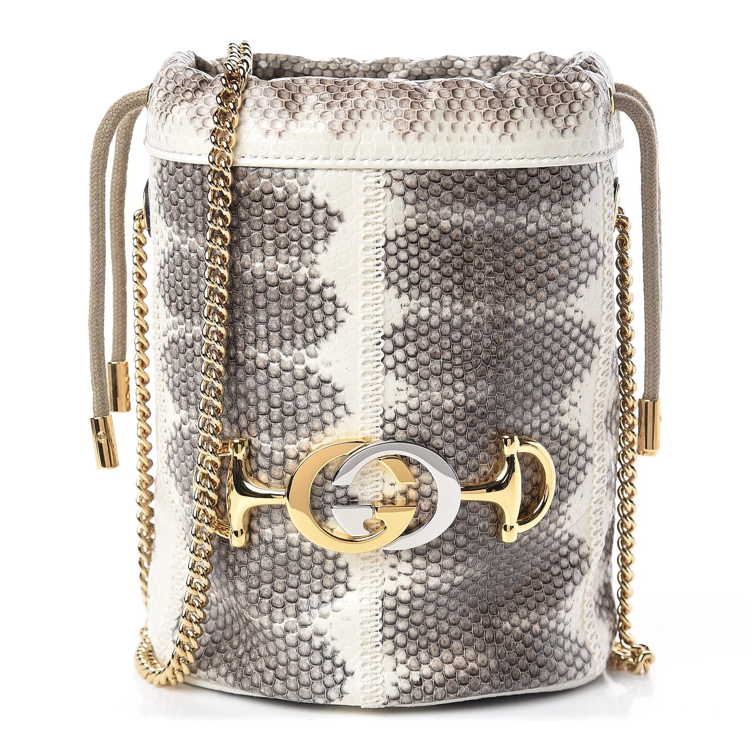 Gucci Snakeskin Mini Zumi Bucket Bag Grey 1 of 11