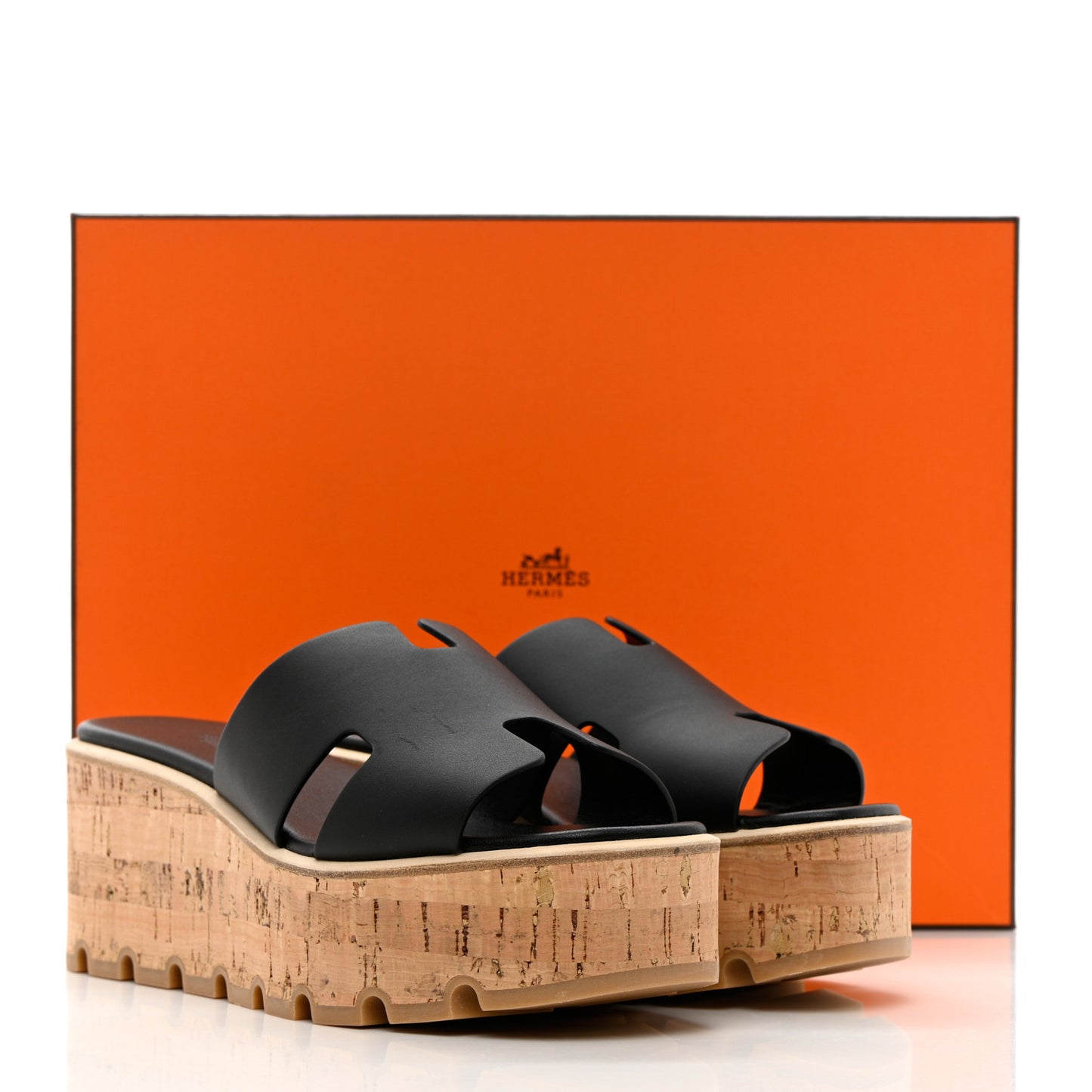 Calfskin Cork Eze 30 Sandals 38 Black