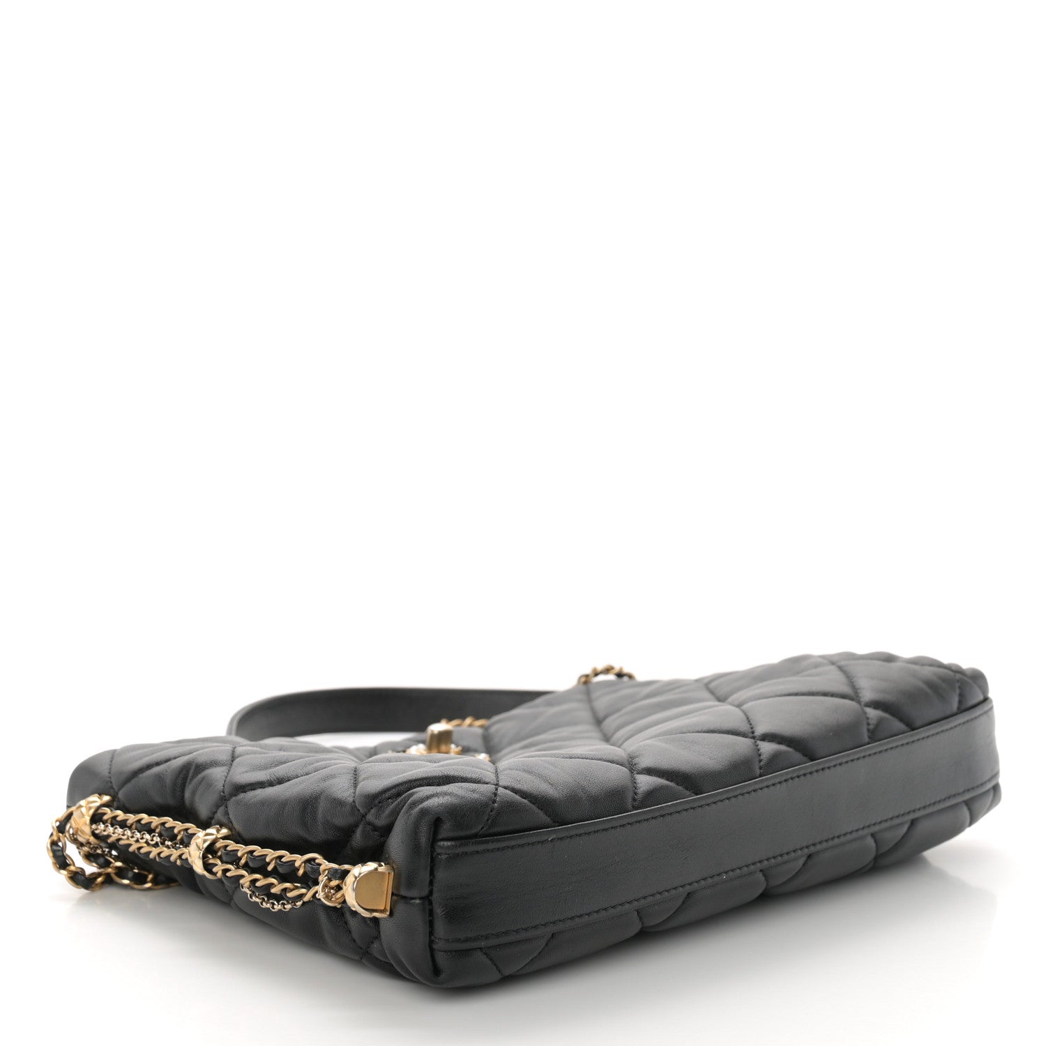 Chanel Lambskin Quilted Crush on Chains Hobo Black 4 of 10