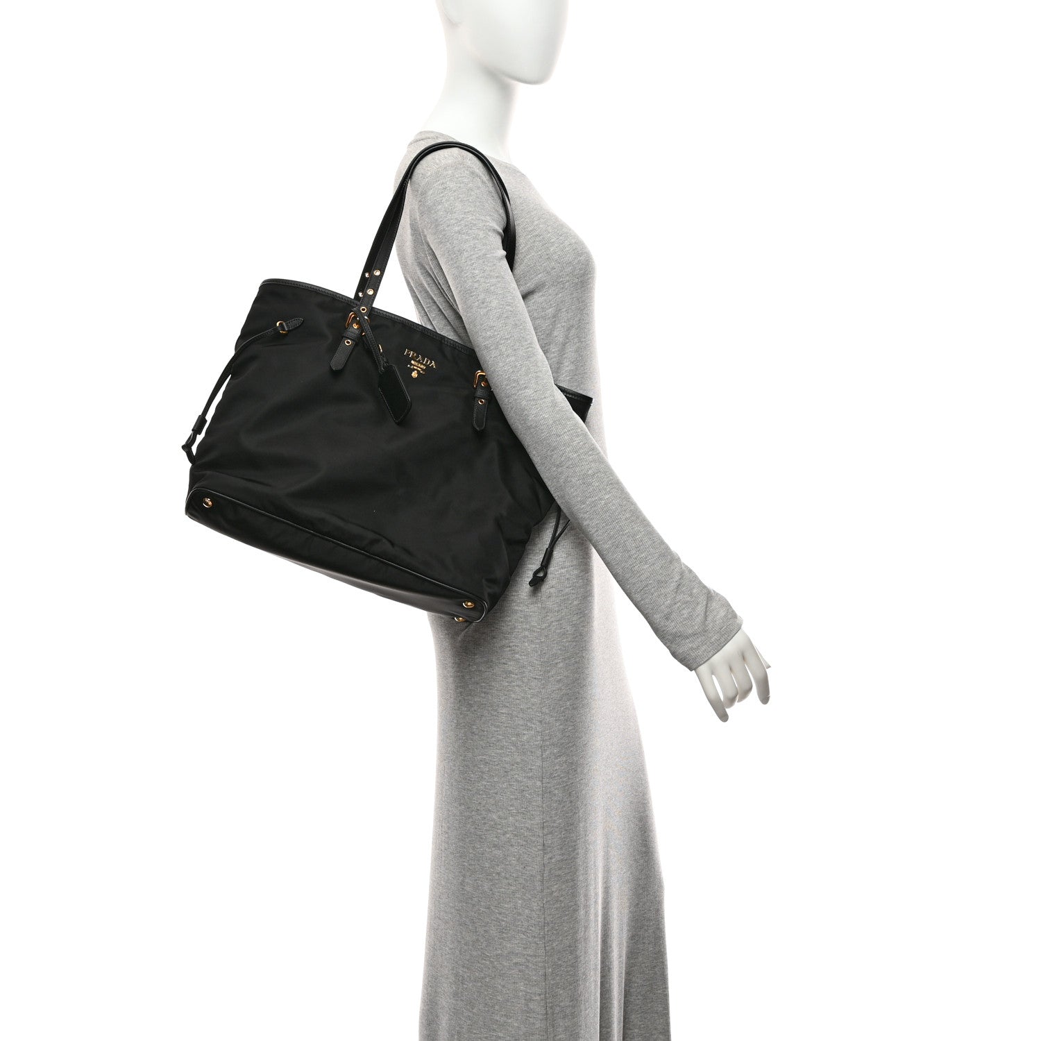 Prada Tessuto Nylon Saffiano Shopping Tote Black 2 of 10