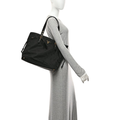 Prada Tessuto Nylon Saffiano Shopping Tote Black 2 of 10
