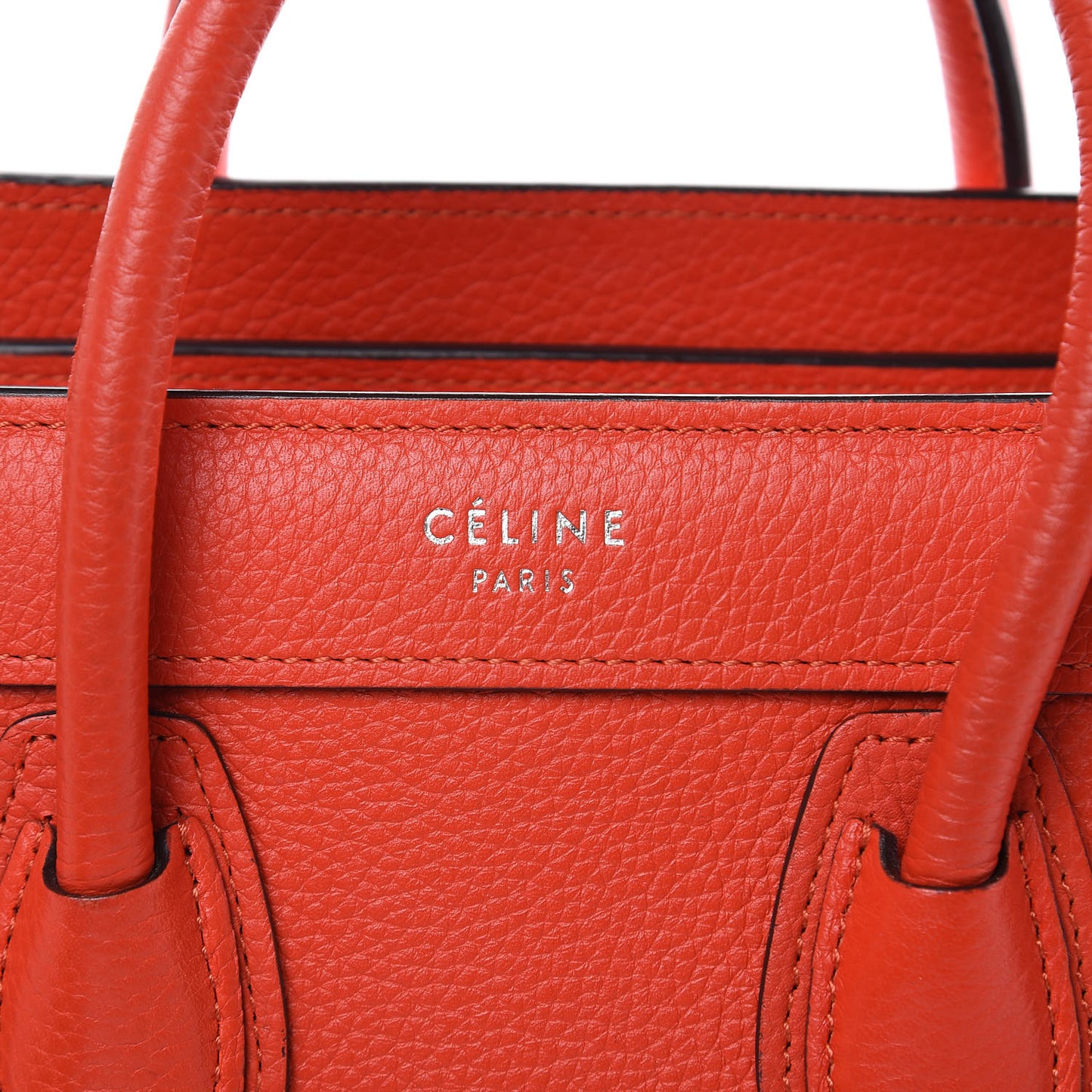 Drummed Calfskin Nano Luggage Vermillion