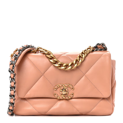 Chanel Lambskin Quilted Medium Chanel 19 Flap Beige 1 of 11