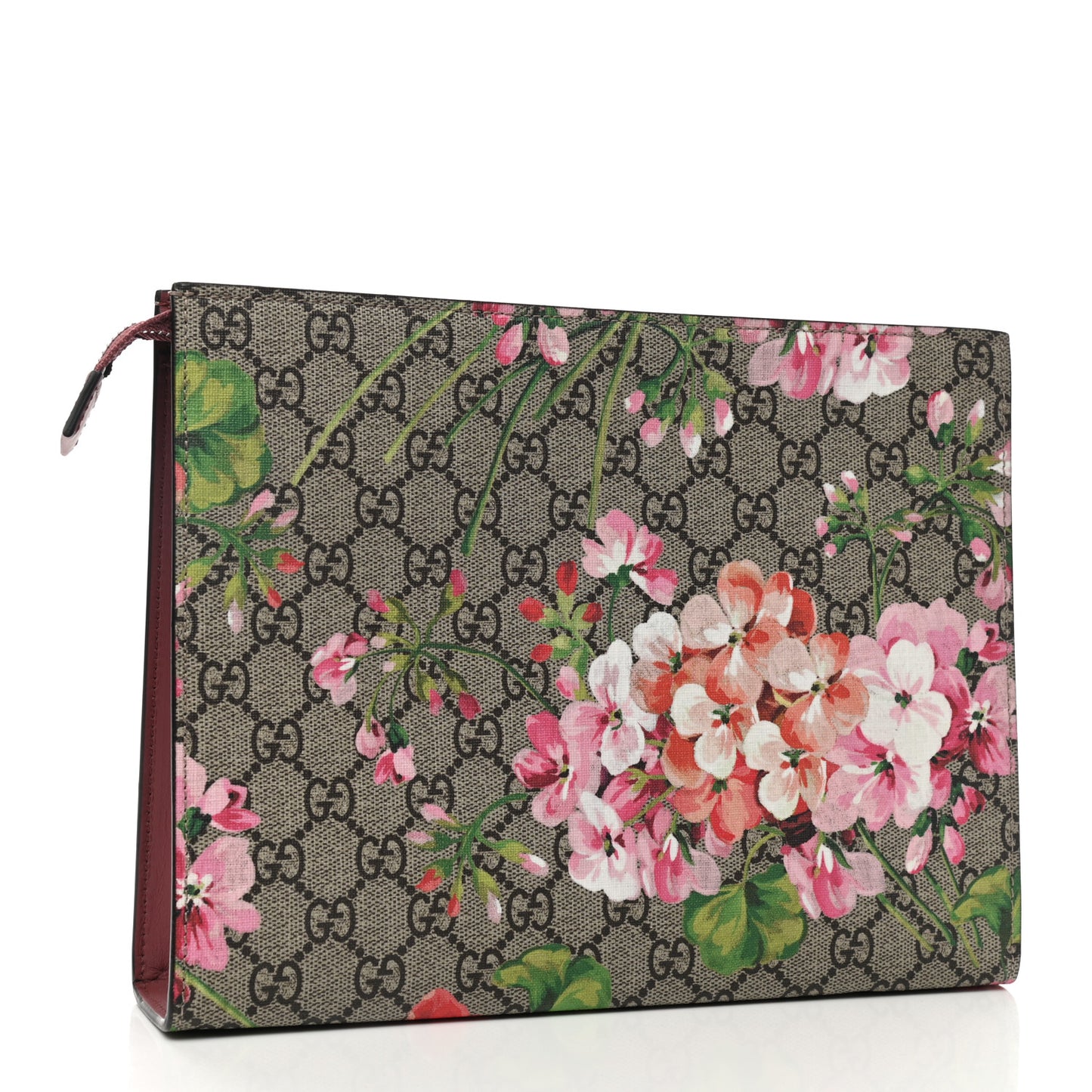 GG Supreme Monogram Blooms Large Cosmetic Case Beige Multicolor Dry Rose