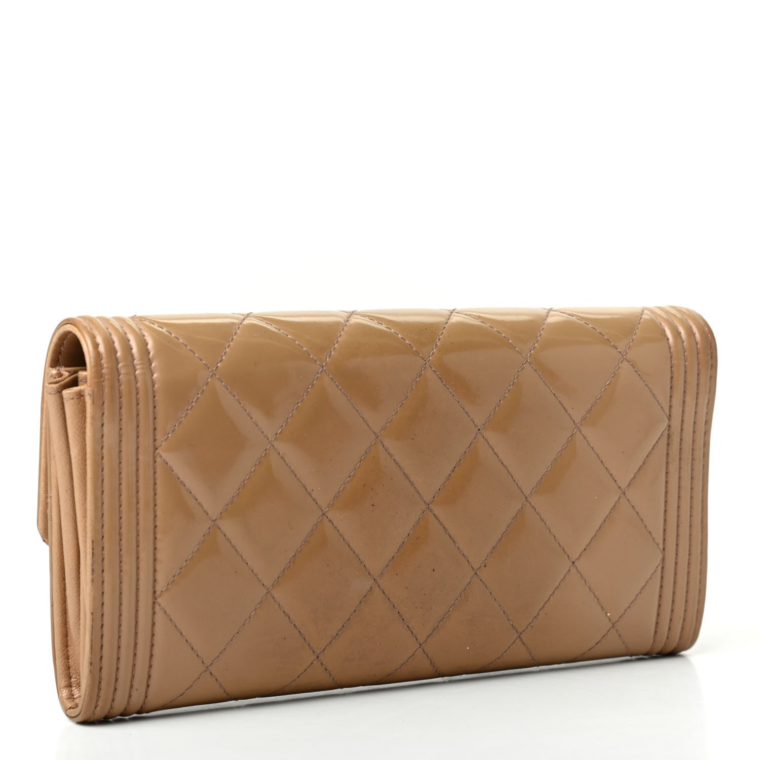 Chanel Iridescent Patent Calfskin Quilted Boy Flap Wallet Dark Beige 3 of 9