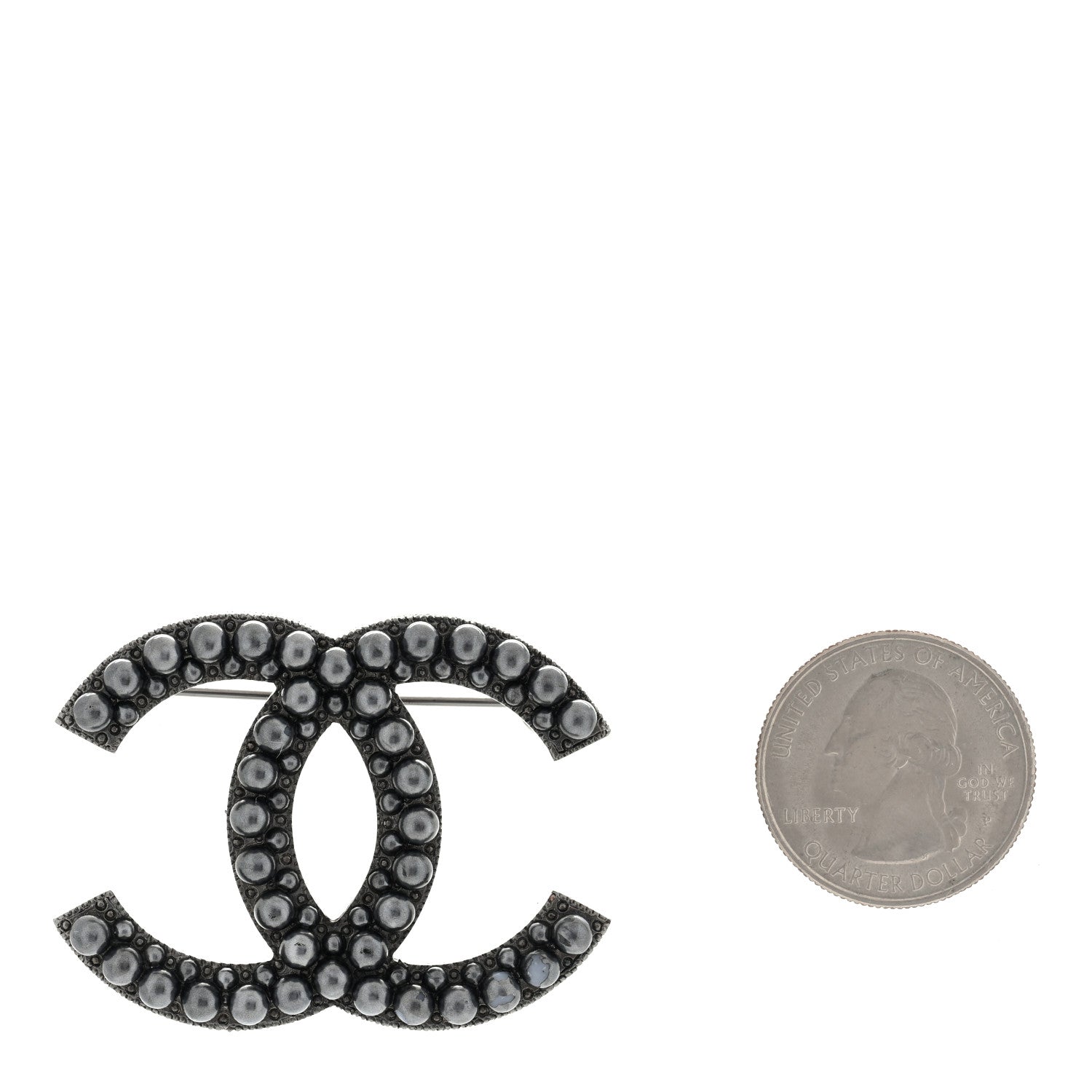 Chanel Ruthenium Pearl CC Brooch Dark Grey 2 of 4