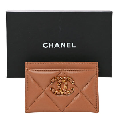 Chanel Lambskin Quilted Chanel 19 Card Holder Brown 12 of 12