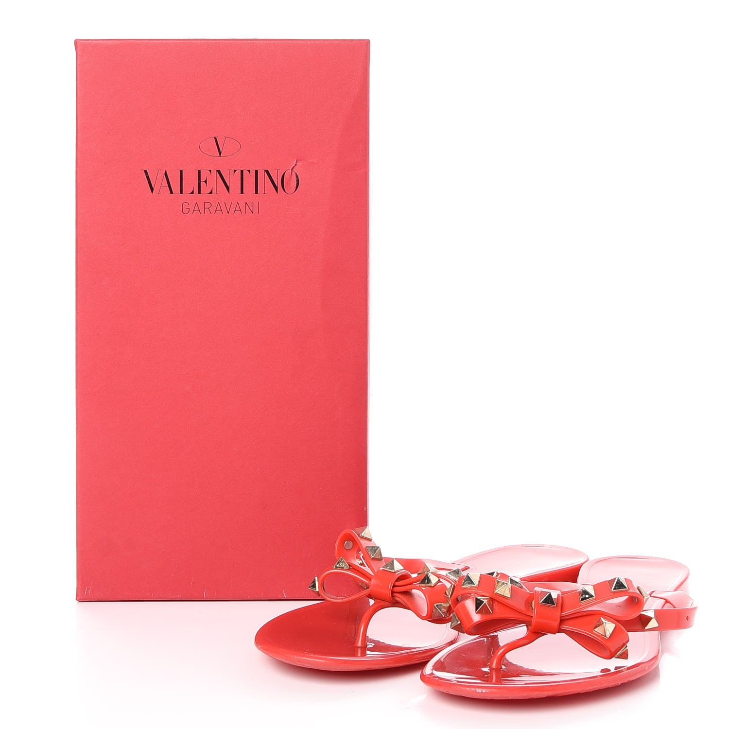 Valentino Garavani PVC Jelly Rockstud Bow Thong Sandals 41 Rosso Valentino 10 of 10