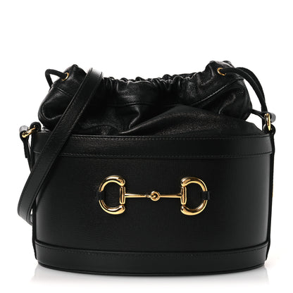 Gucci Azalea Sakai Calfskin Horsebit 1955 Drawstring Bucket Bag Black 1 of 10