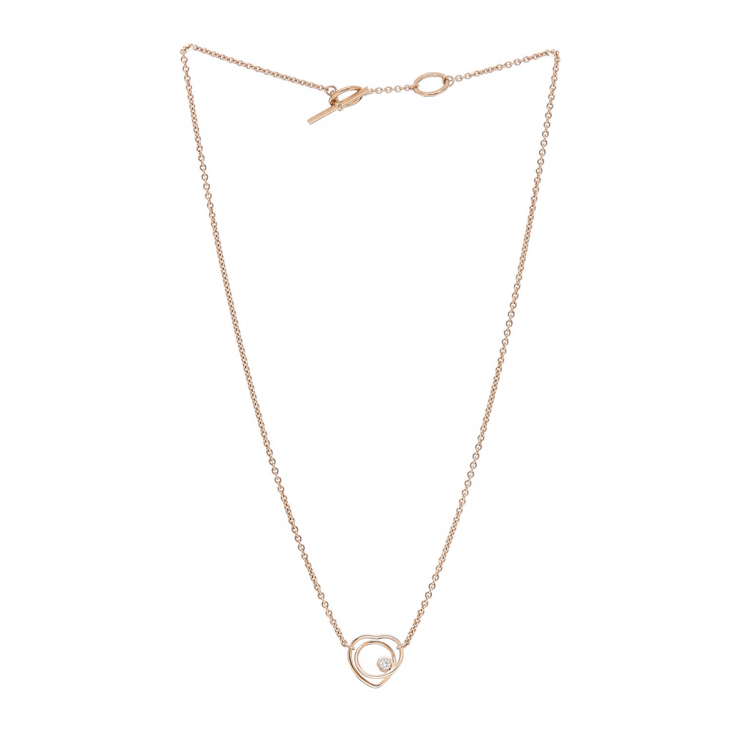 Hermes 18K Rose Gold Diamond TPM Vertige Coeur Necklace SH 3 of 5