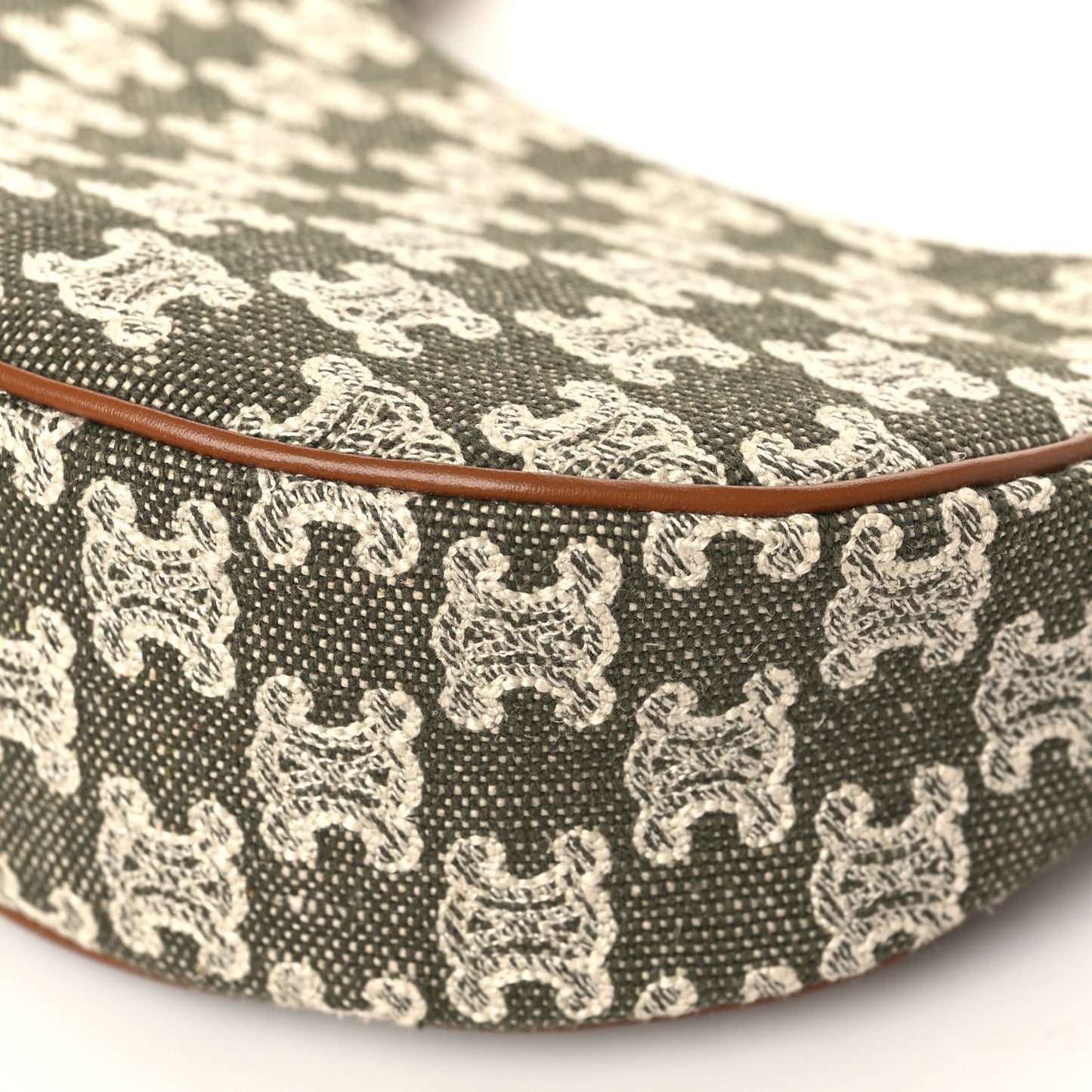 Canvas Calfskin Ava Triomphe Shoulder Bag Green