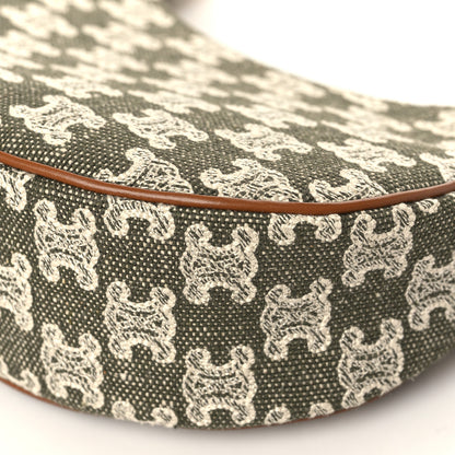 Celine Canvas Calfskin Ava Triomphe Shoulder Bag Green 10 of 10