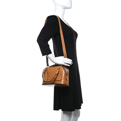 Chloe Calfskin Crocodile Embossed Small Daria Autumnal Brown 2 of 12