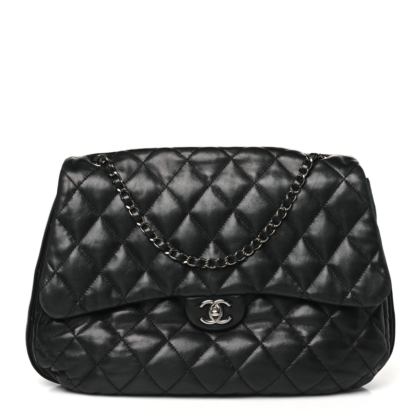 Lambskin Quilted Chanel 3 Maxi Flap Bag Black
