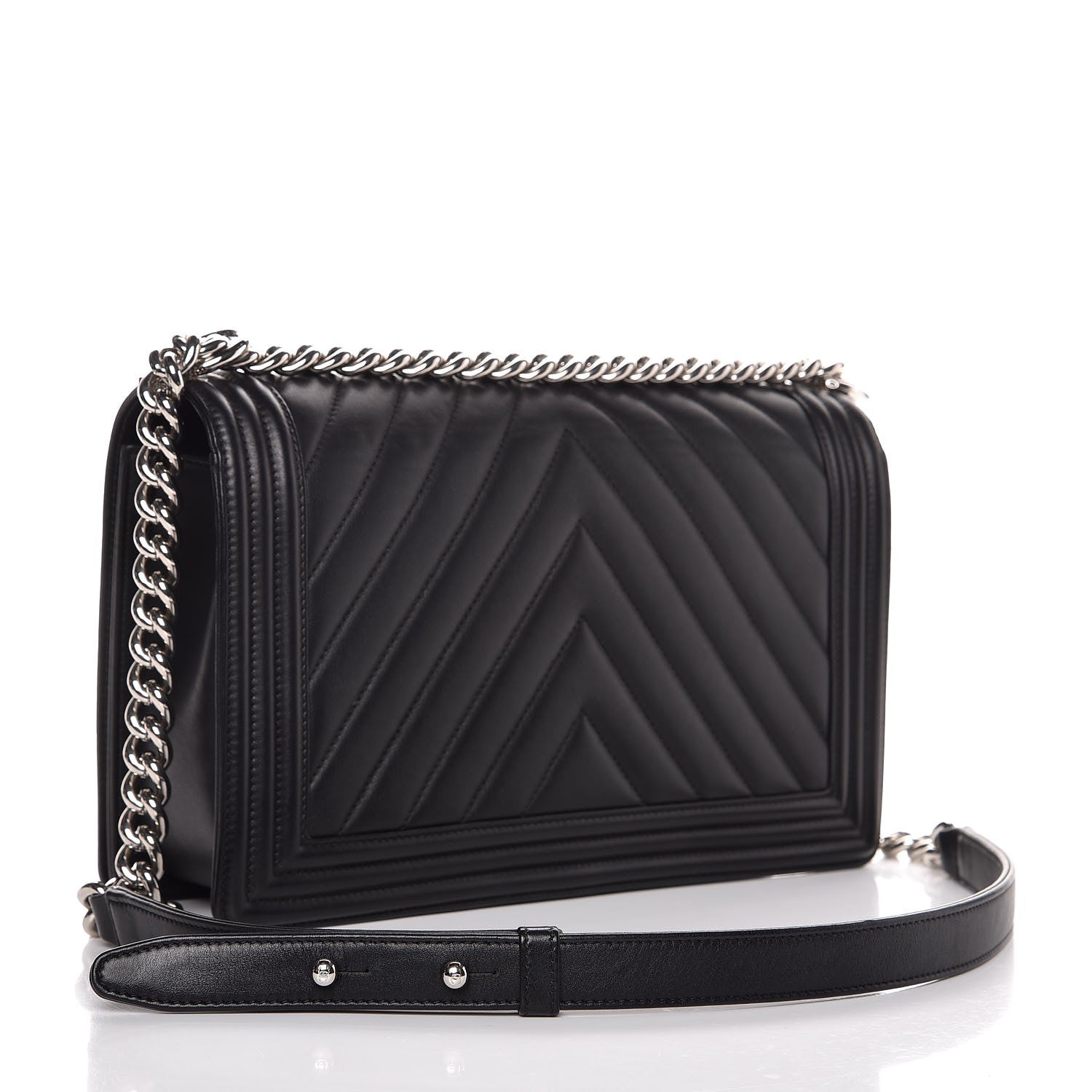 Chanel Calfskin Chevron Quilted New Medium Boy Flap Black 3 of 8