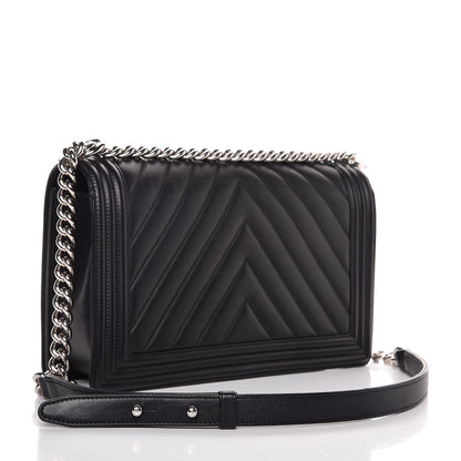 Chanel Calfskin Chevron Quilted New Medium Boy Flap Black 3 of 8