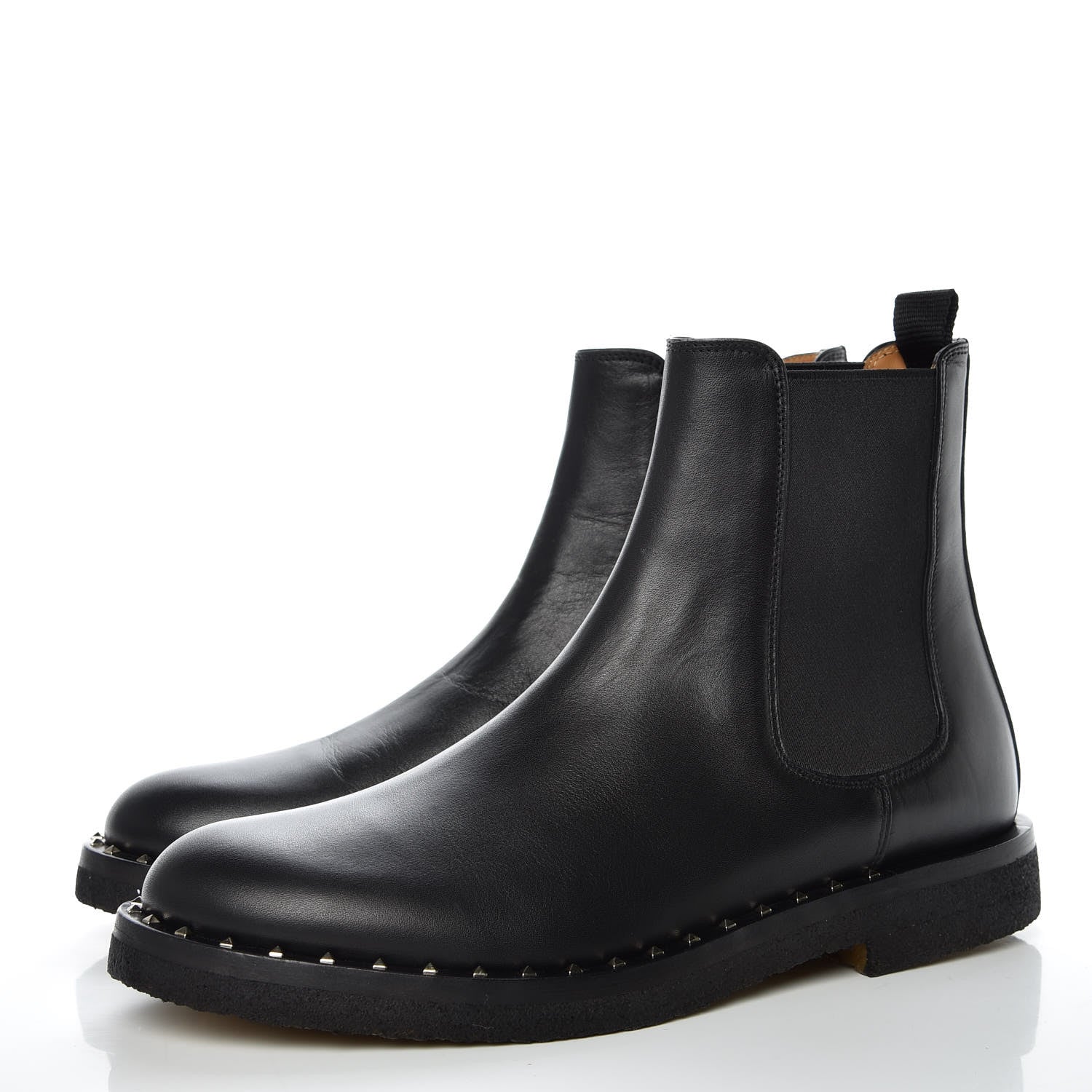 Valentino Garavani Calfskin Soul Rockstud Beatle Chelsea Ankle Boots 41 Black 3 of 10