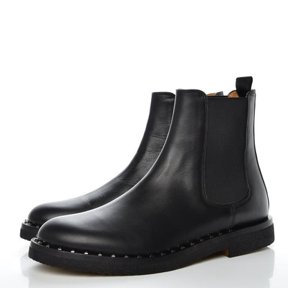 Valentino Garavani Calfskin Soul Rockstud Beatle Chelsea Ankle Boots 41 Black 3 of 10