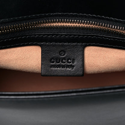 Gucci Calfskin Matelasse Small GG Marmont Top Handle Shoulder Bag Black 6 of 9