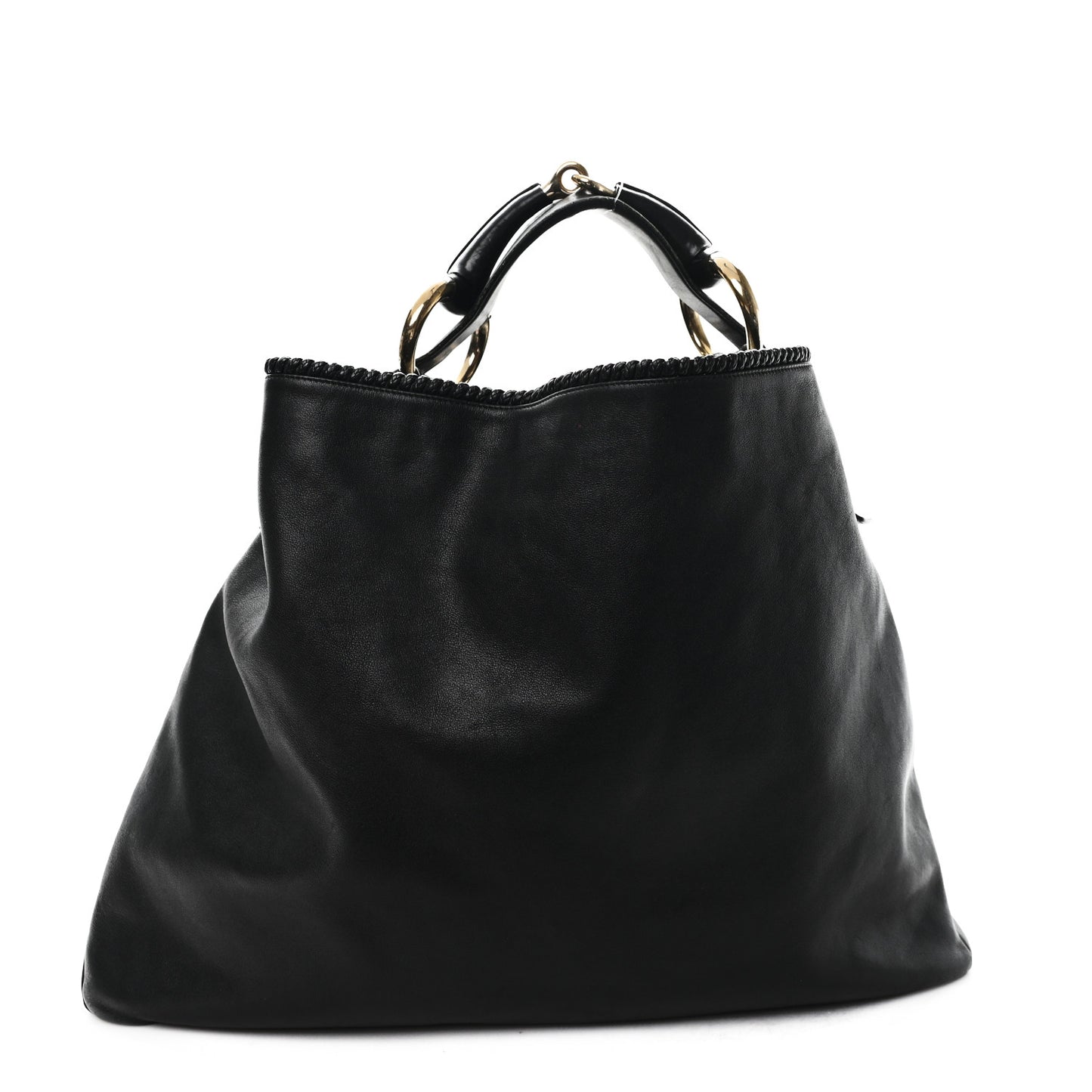 Calfskin Large Horsebit Chain Hobo Black