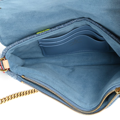 Louis Vuitton Embroidered Monogram Denim New Wave Chain Pochette Blue 5 of 10