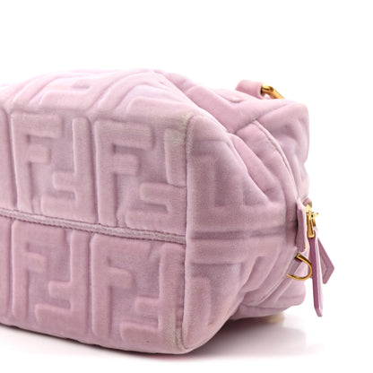 Fendi Velvet FF Embossed Mini Boston Box Rose Confetto 10 of 14