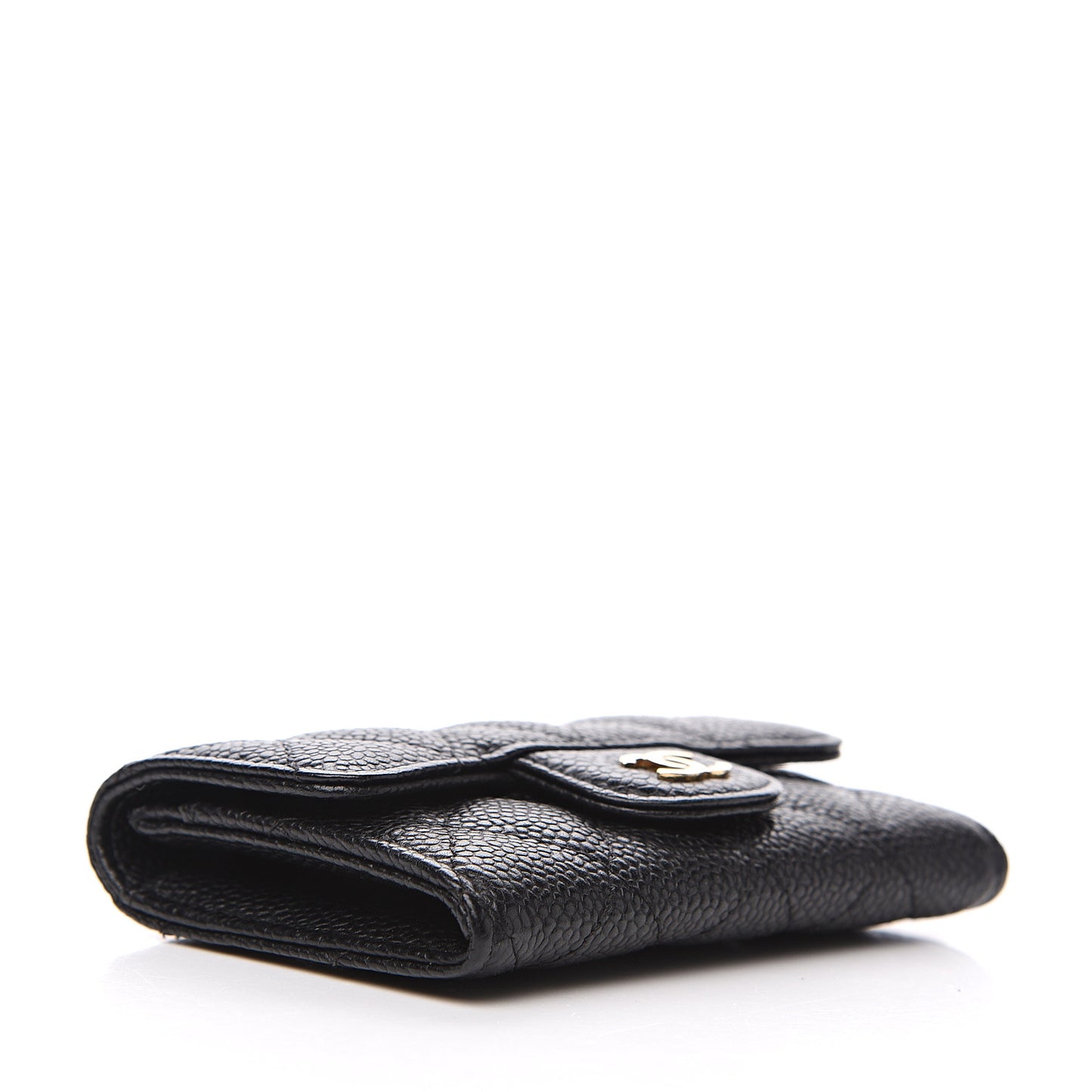 Caviar Quilted Flap Card Holder Black