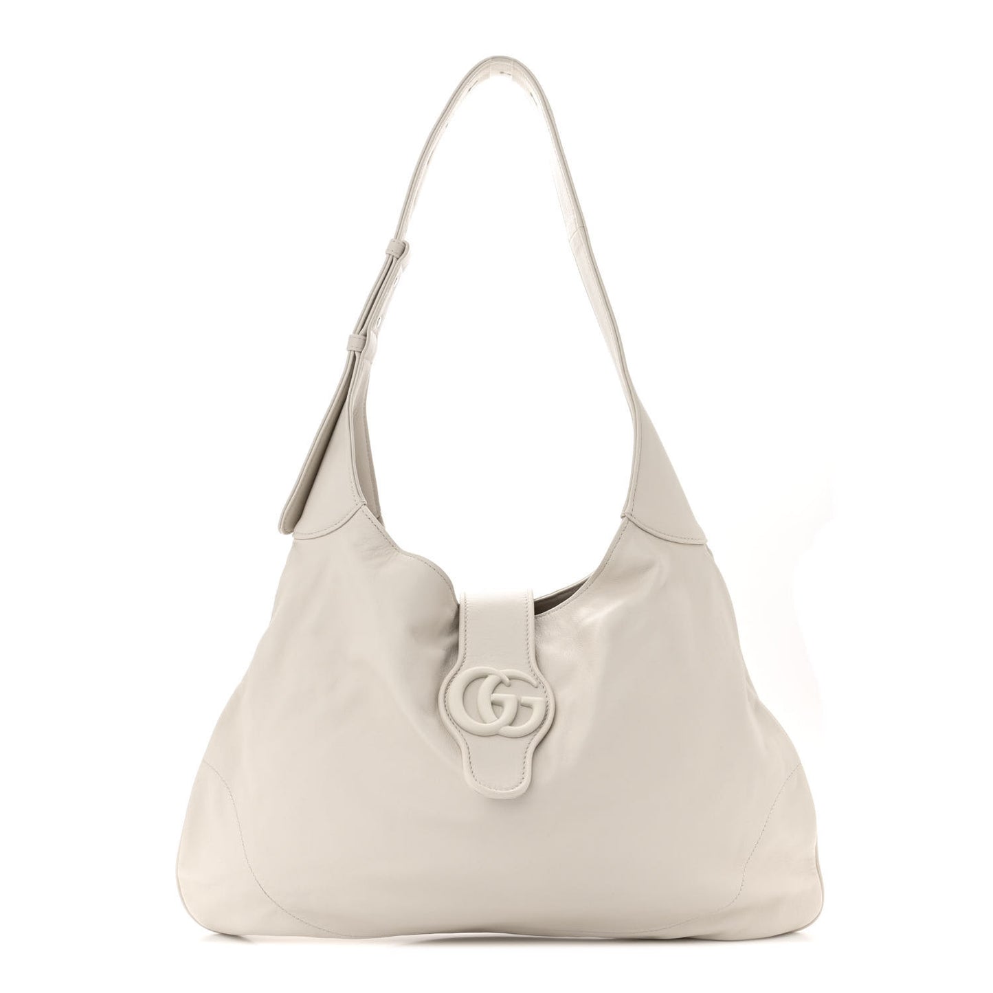 Goatskin Monochrome Large Aphrodite Shoulder Bag Mystic White