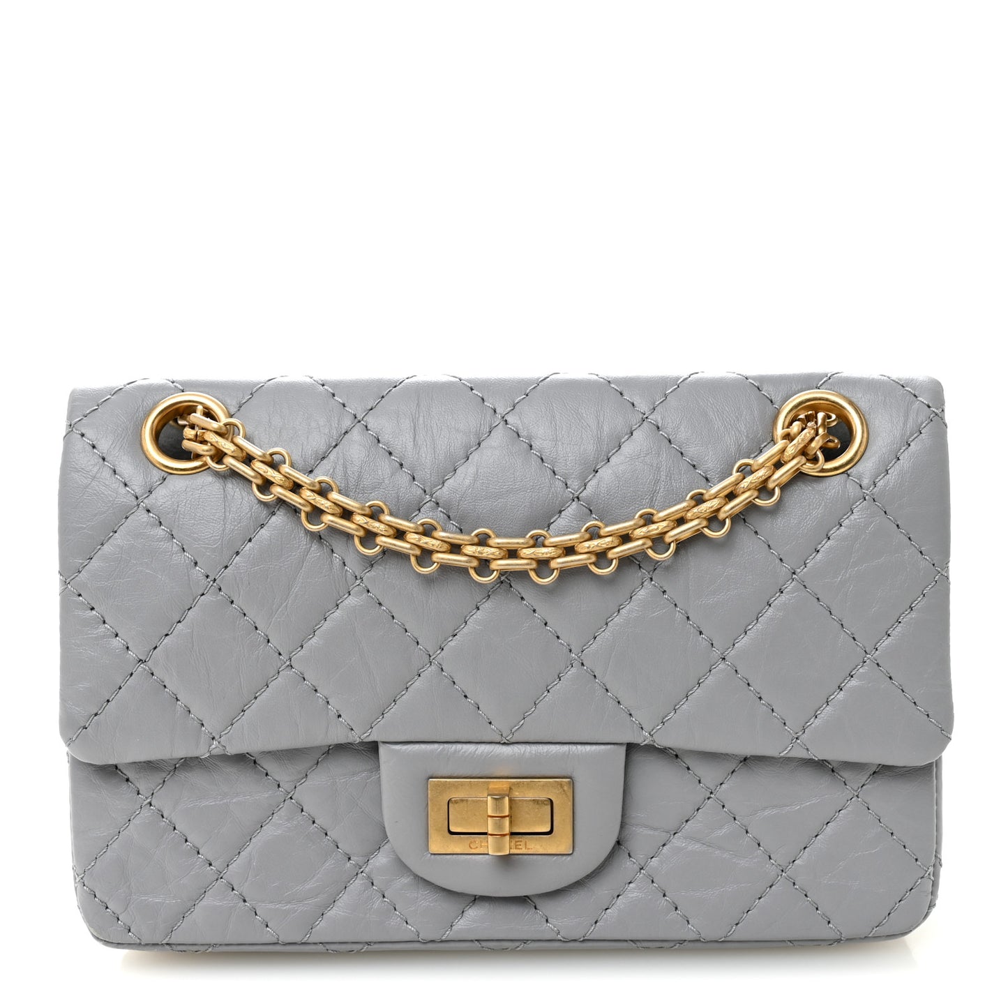 Aged Calfskin Quilted 2.55 Reissue Mini Flap Grey