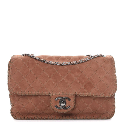 Chanel Suede Calfskin Stitch Flap Light Brown 1 of 10