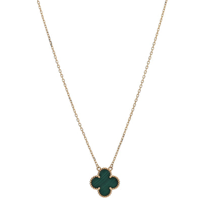 Van Cleef & Arpels 18K Yellow Gold Malachite Vintage Alhambra Pendant Necklace 1 of 5