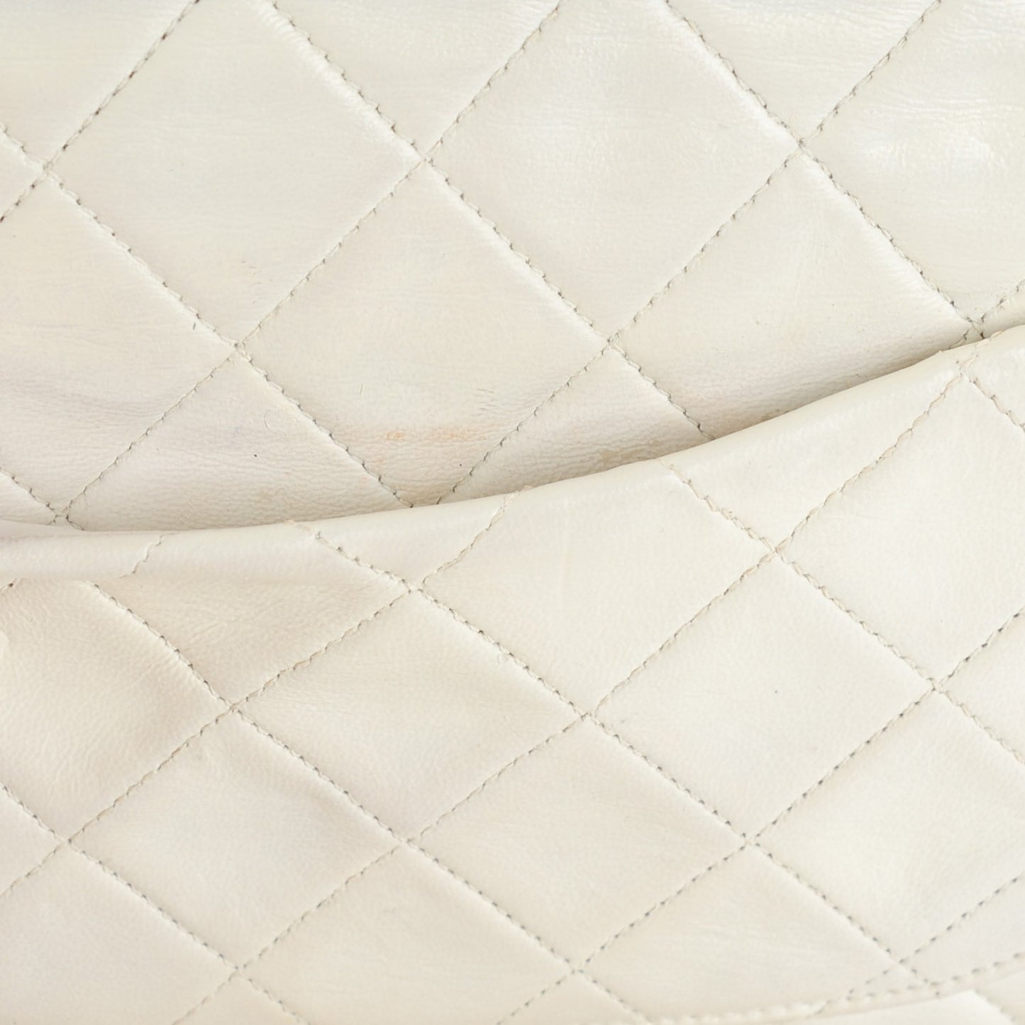Lambskin Quilted Medium Double Flap White