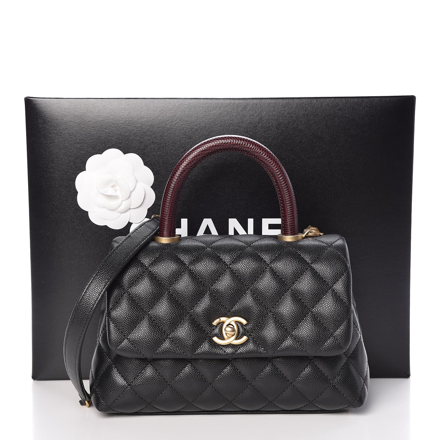 Chanel Caviar Lizard Embossed Quilted Mini Coco Handle Flap Black 11 of 11