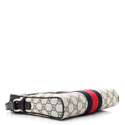 Gucci GG Supreme Monogram Textured Dollar Calfskin Web Small Ophidia Messenger Bag Beige Blue 4 of 12