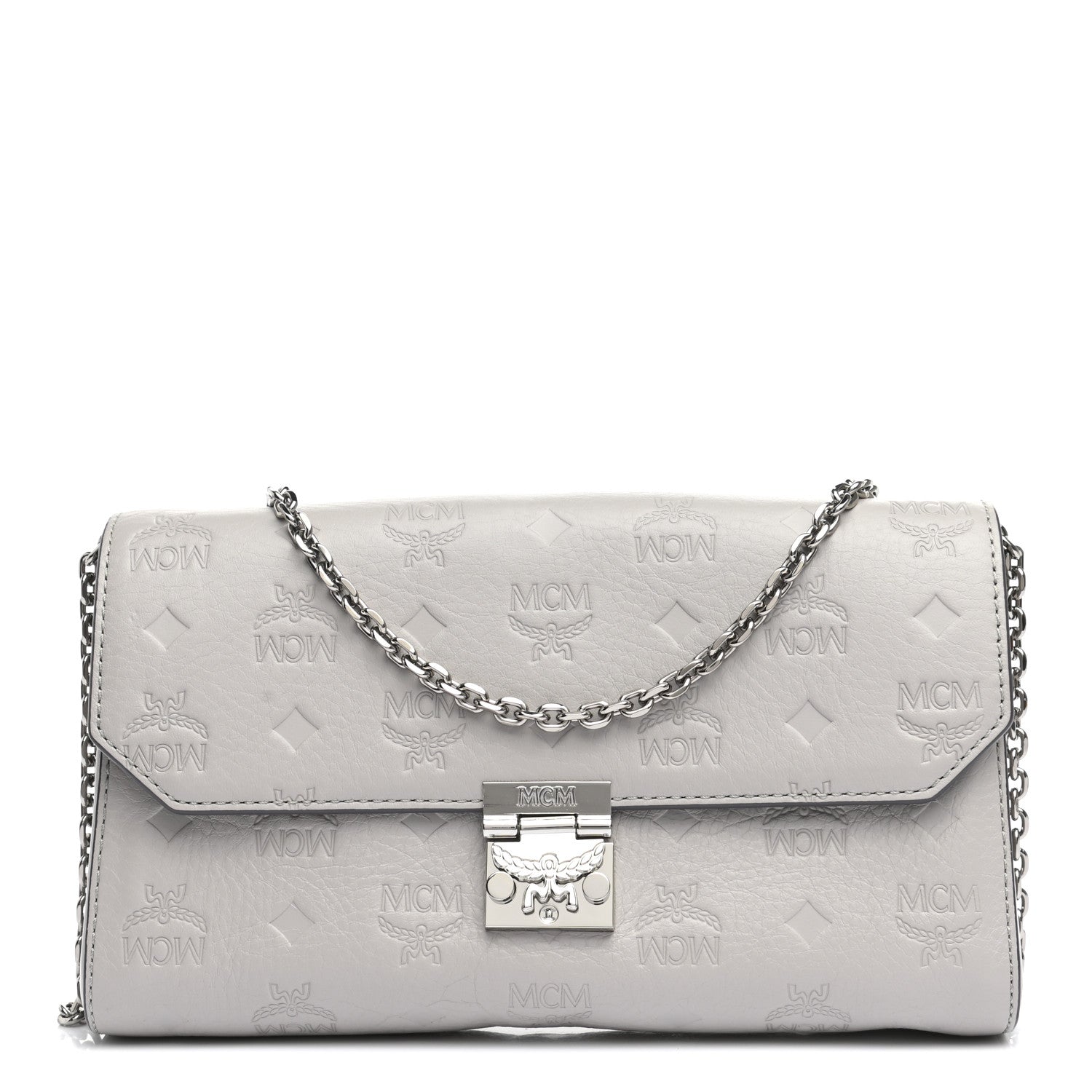 MCM Calfskin Ottomar Wallet On Chain Grey 1 of 10