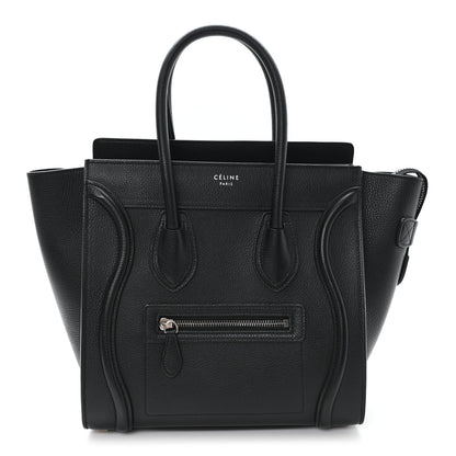 Celine Drummed Calfskin Micro Luggage Black 1 of 10