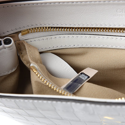 Chloe Calfskin Crocodile Embossed Small C Double Carry Brilliant White 7 of 12