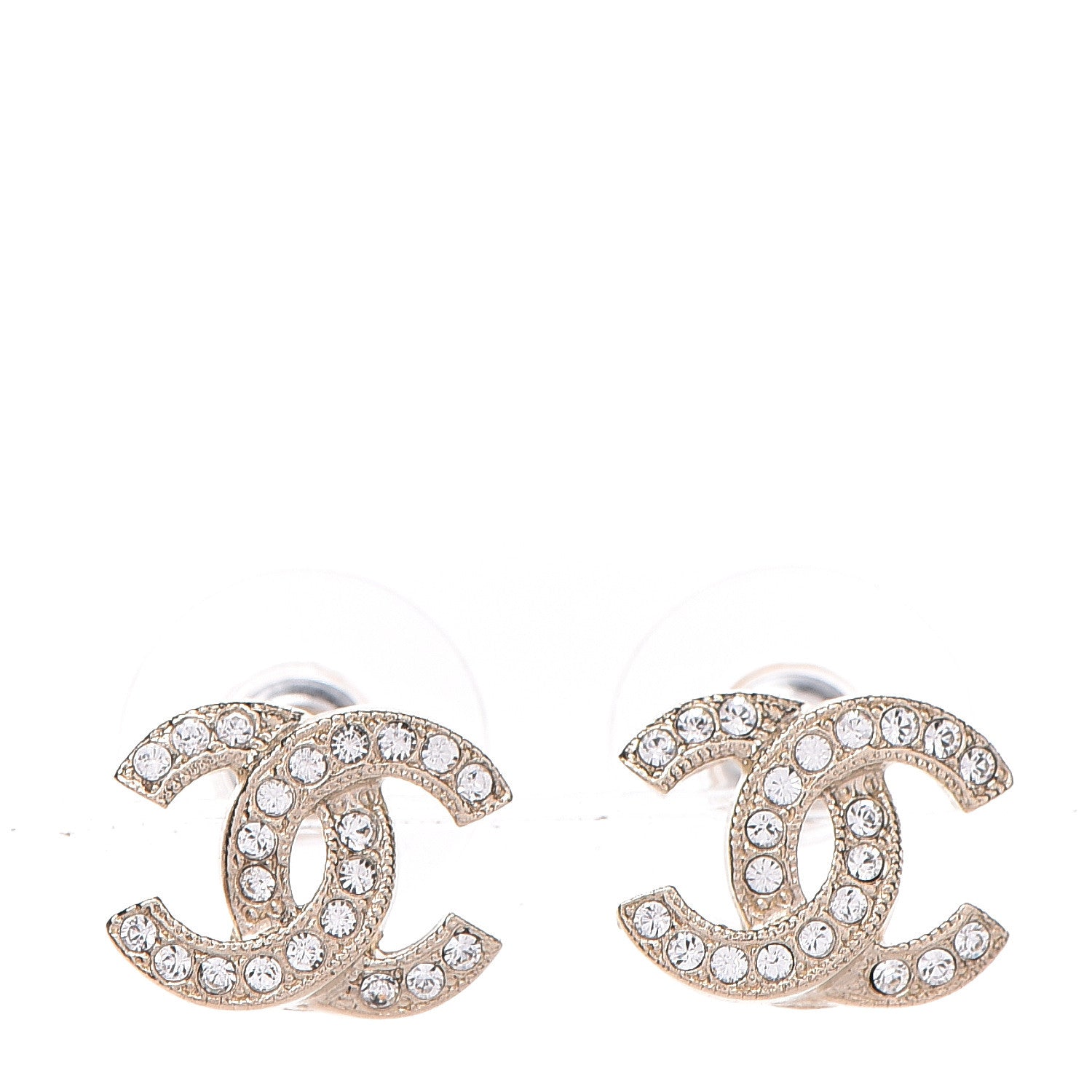 Chanel Crystal Mini CC Earrings Light Gold 1 of 5