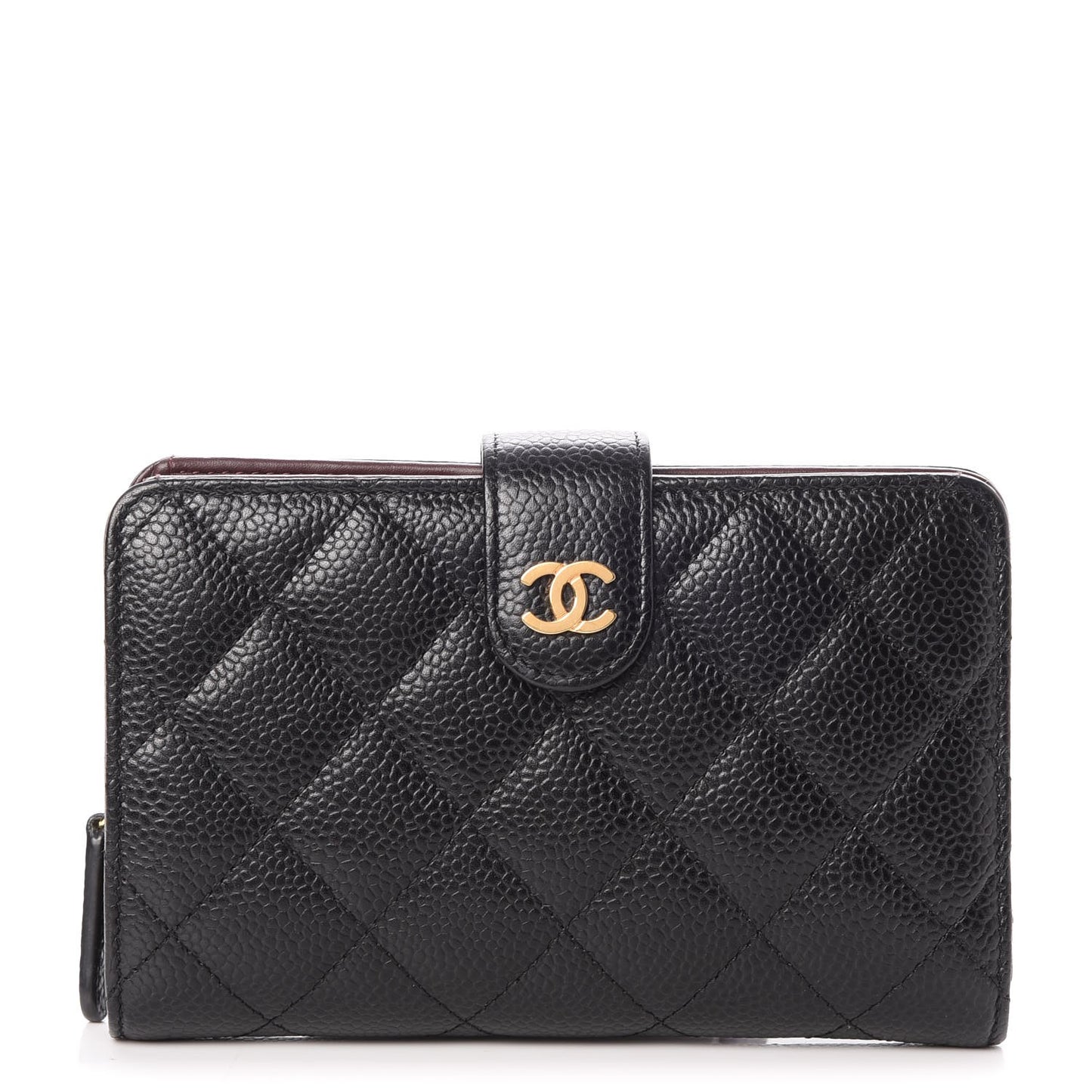 Caviar Quilted Zipped Pocket Wallet Black