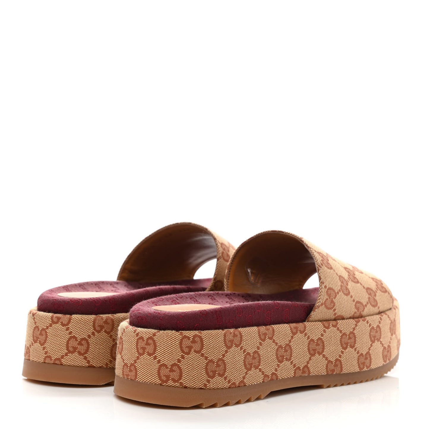 Canvas GG Monogram Angelina Platform Slide Sandals 38 Beige Ruggine