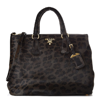 Prada Calf Hair Leopard Print Medium Galleria Double Zip Tote Mimetico 1 of 12