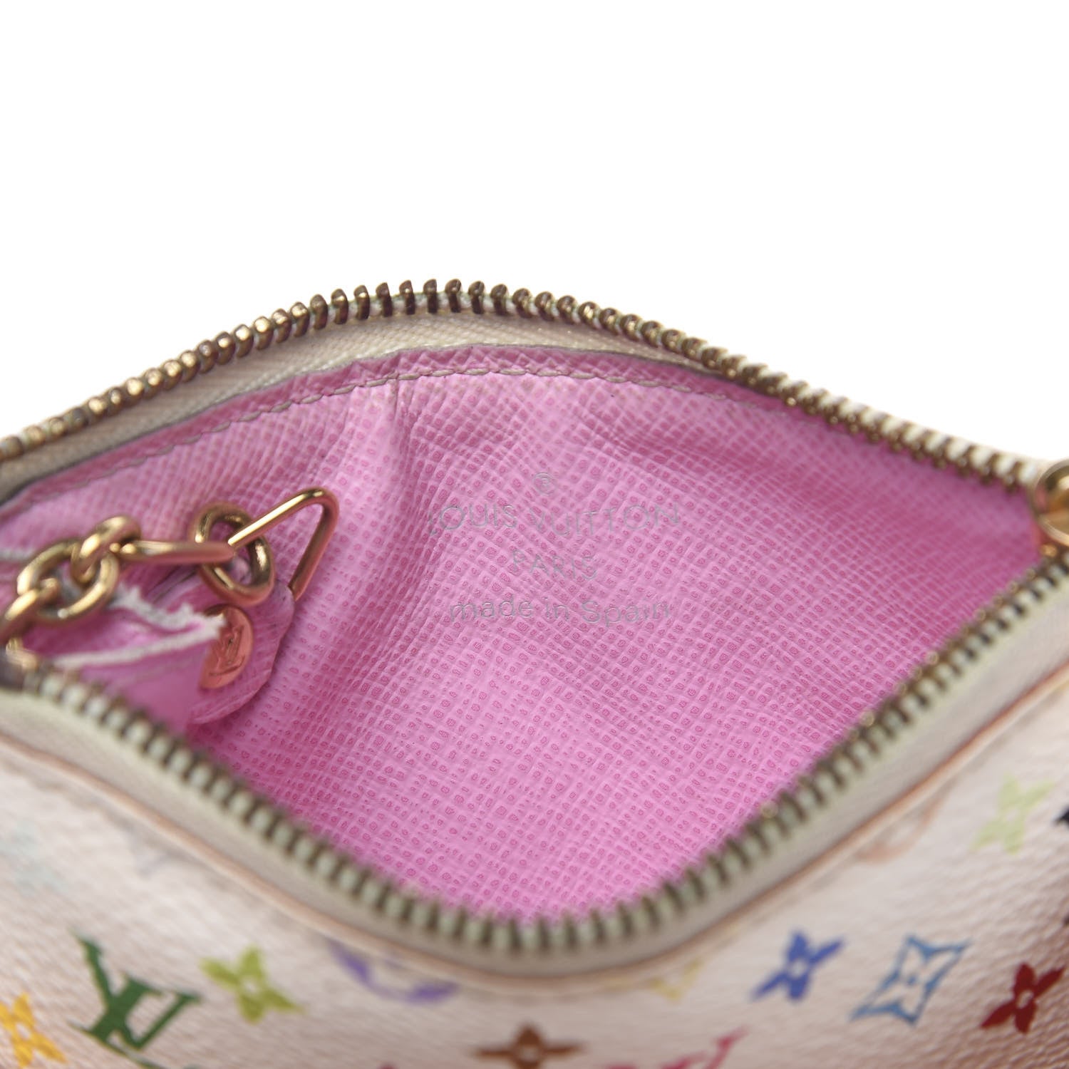 Louis Vuitton Monogram Multicolor Key Pouch White Litchi 5 of 9
