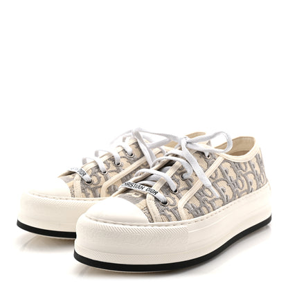 Christian Dior Canvas Oblique Walk'N'Dior Low Top Platform Sneakers 36.5 Grey Stone 3 of 9